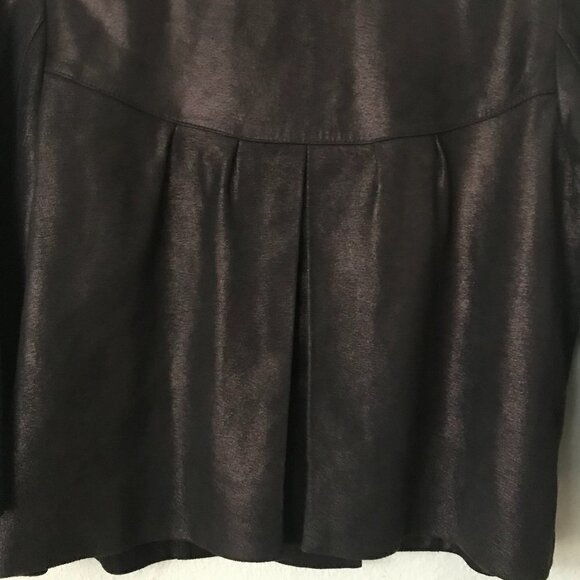 INC International Concepts Metallic Brown Crop Leather Jacket - Picture 7 of 12